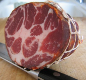 Gabagool is Neapolitan dialect for Capicola, a Salumi pork product made from the neck of the pig.